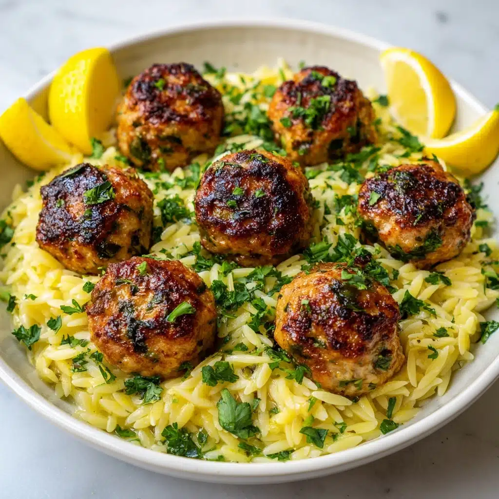 Greek Chicken Meatballs with Lemon Orzo Recipe