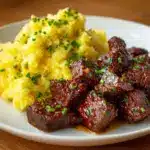 Garlic Butter Steak Bites and Cheesy Smashed Potatoes Recipe
