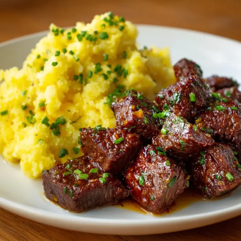 Garlic Butter Steak Bites and Cheesy Smashed Potatoes Recipe