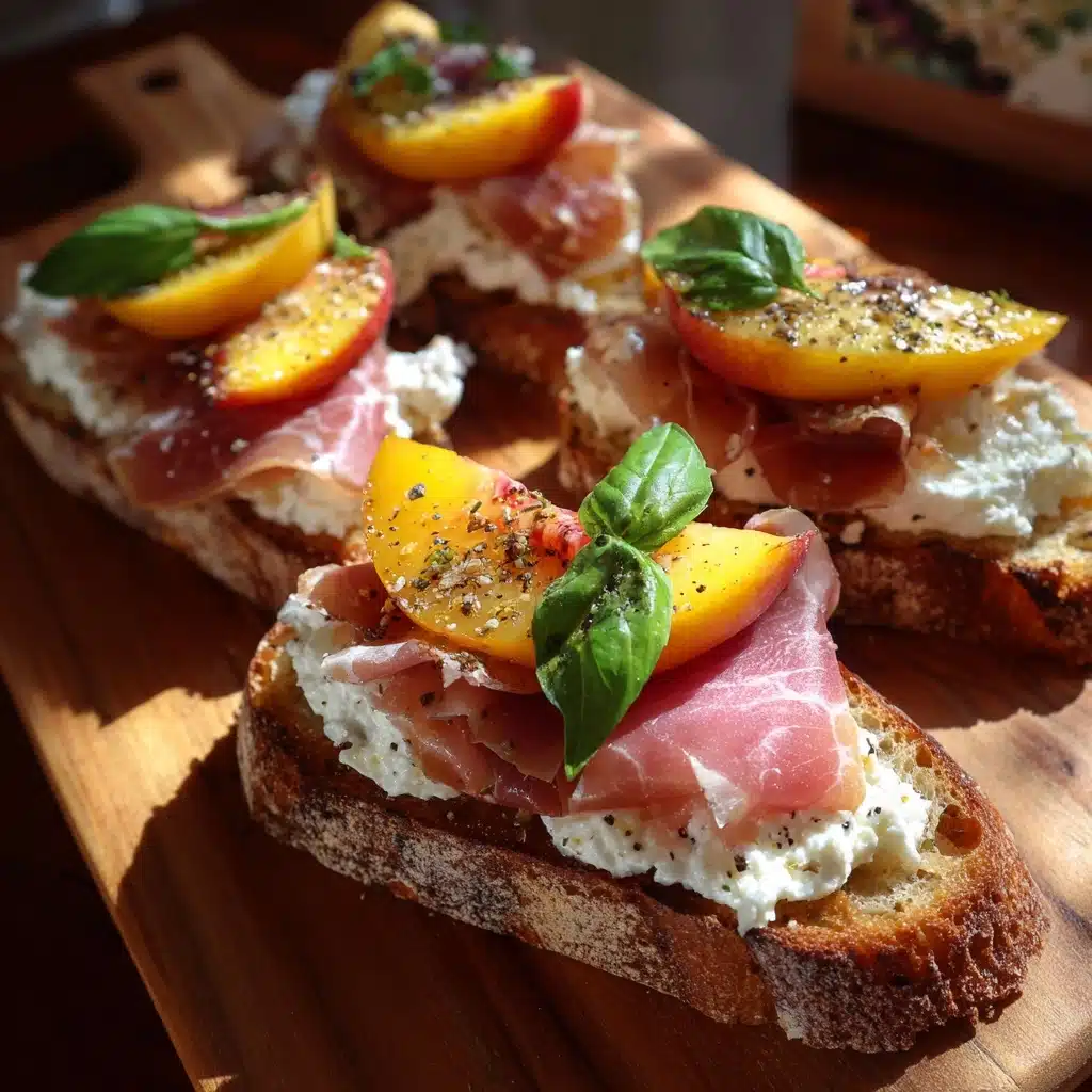 Cheesy Burrata Crostini with Prosciutto and Peaches Recipe