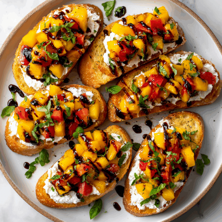 Quick Peach Bruschetta with Whipped Ricotta Recipe