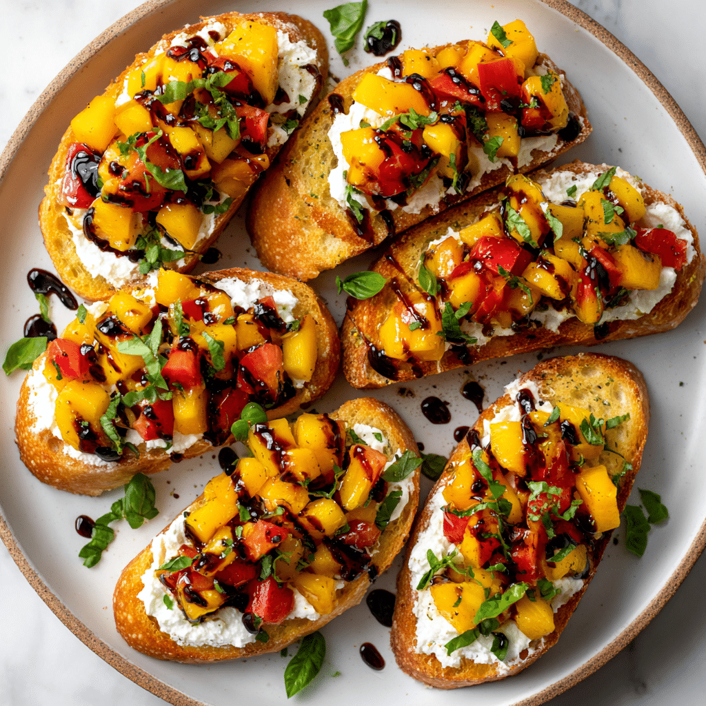 Quick Peach Bruschetta with Whipped Ricotta Recipe