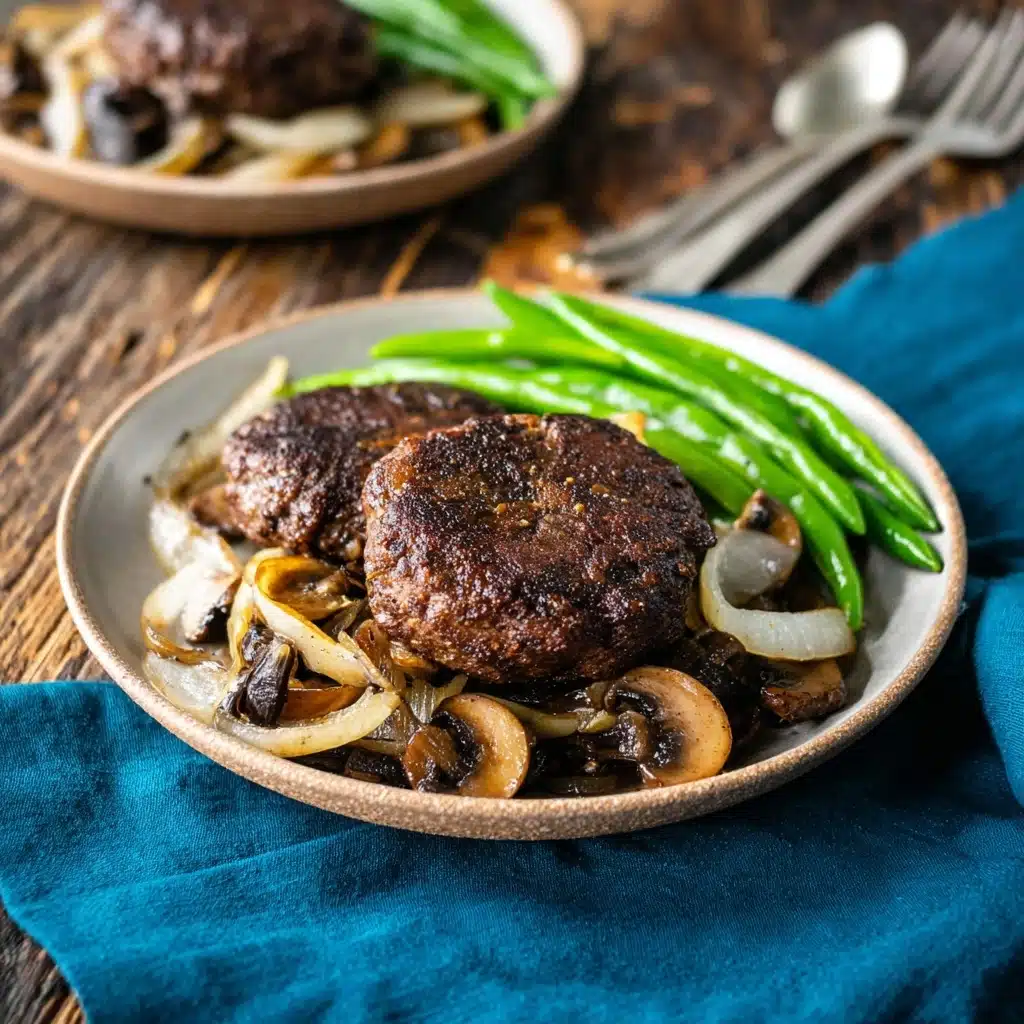 Sheet Pan Hamburger Steak with Mushrooms & Onions Recipe - Recipe Image