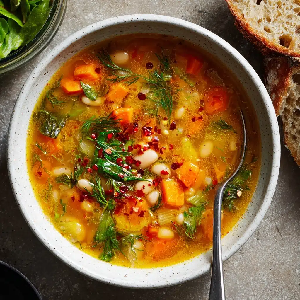 Mediterranean White Bean Soup with Spinach and Fresh Herbs Recipe - Recipe Image