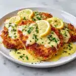 Lemon Pecorino Crusted Chicken with Creamy Lemon Sauce Recipe