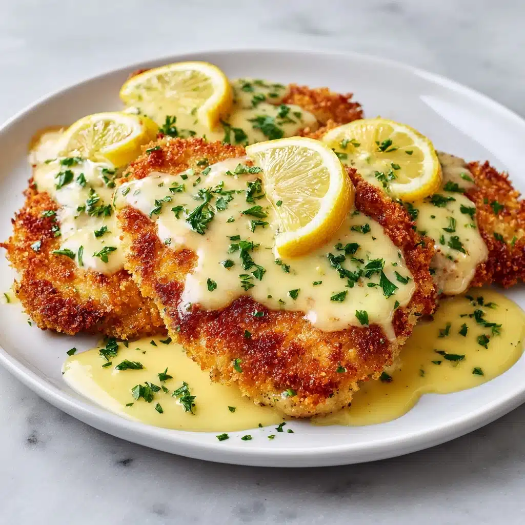 Lemon Pecorino Crusted Chicken with Creamy Lemon Sauce Recipe
