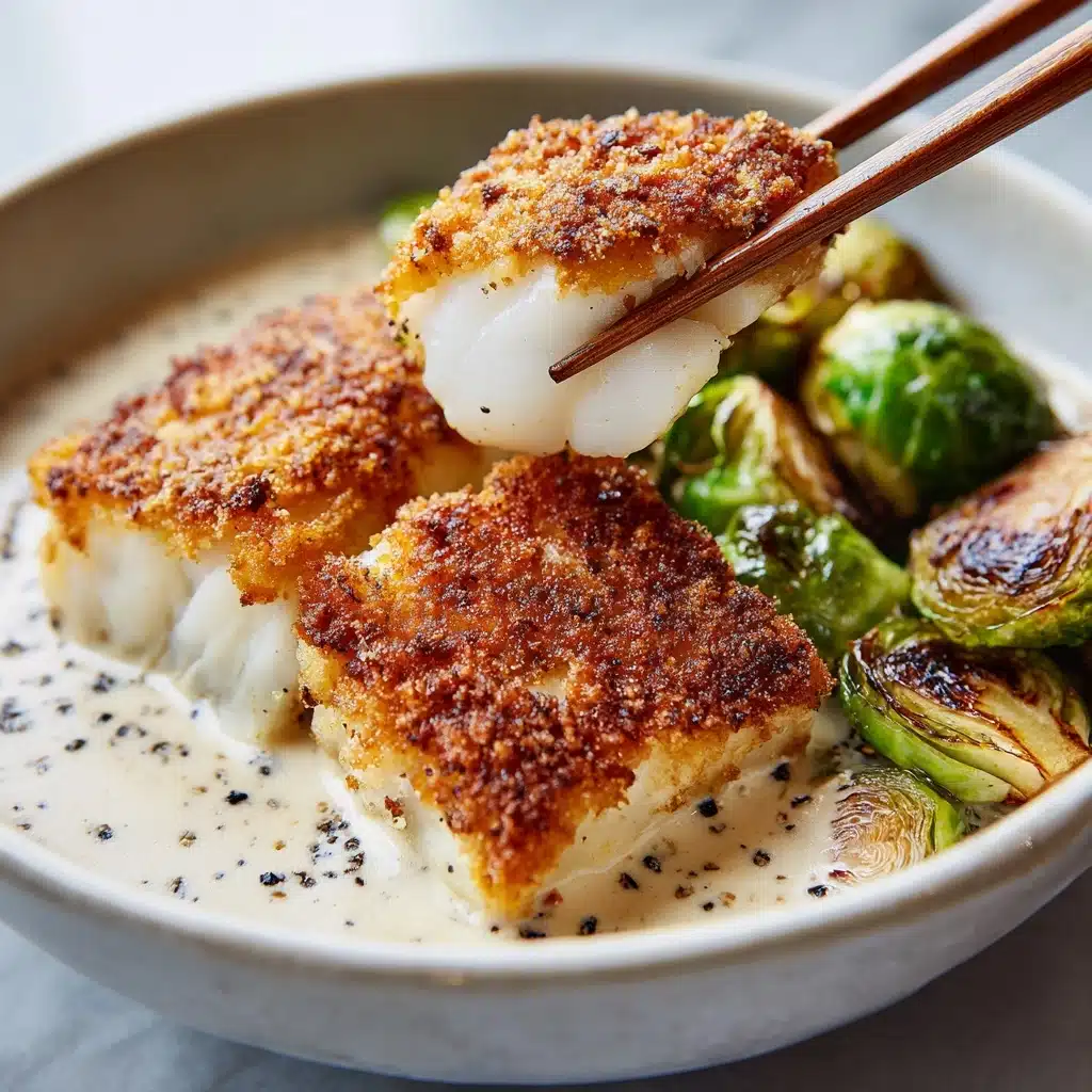 Lemon Garlic Butter Cod Bowls with Roasted Brussels Sprouts Recipe - Recipe Image
