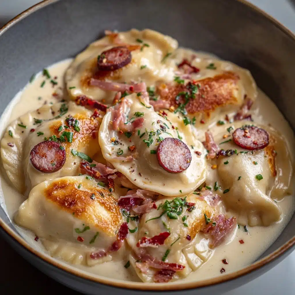 Crockpot Pierogi Casserole with Kielbasa Recipe - Recipe Image