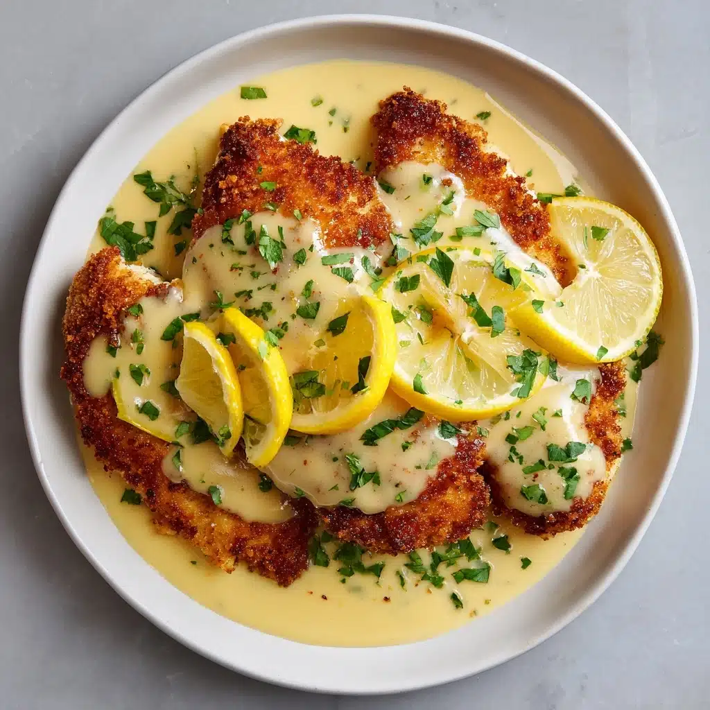 Lemon Pecorino Crusted Chicken with Creamy Lemon Sauce Recipe - Recipe Image