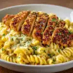 Creamy Garlic Parmesan Chicken with Cheesy Twisted Pasta Recipe