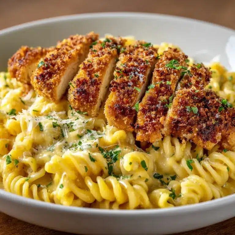 Creamy Garlic Parmesan Chicken with Cheesy Twisted Pasta Recipe