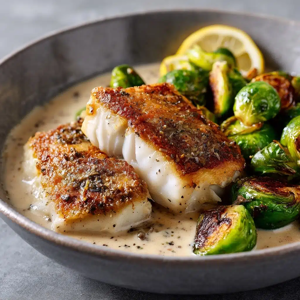 Lemon Garlic Butter Cod Bowls with Roasted Brussels Sprouts Recipe