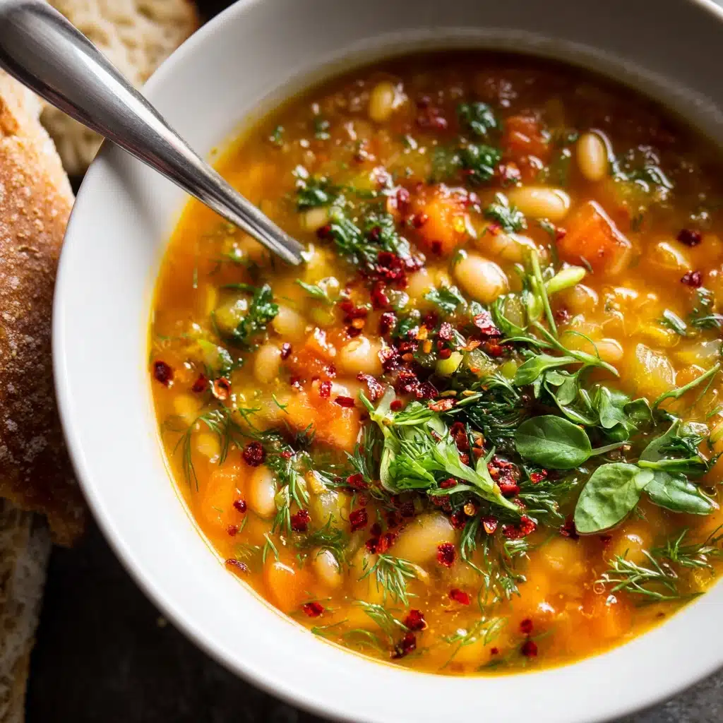 Mediterranean White Bean Soup with Spinach and Fresh Herbs Recipe