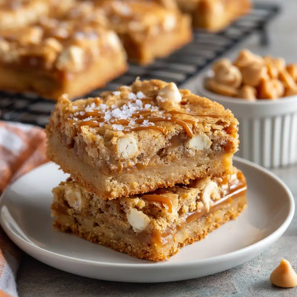 Thick and Chewy White Chocolate Peanut Butter Blondies Recipe - Recipe Image