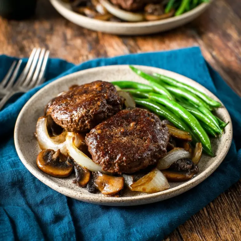 Sheet Pan Hamburger Steak with Mushrooms & Onions Recipe
