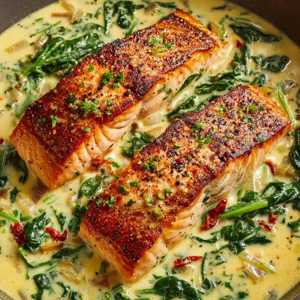Creamy Garlic Butter Tuscan Salmon Recipe - Recipe Image