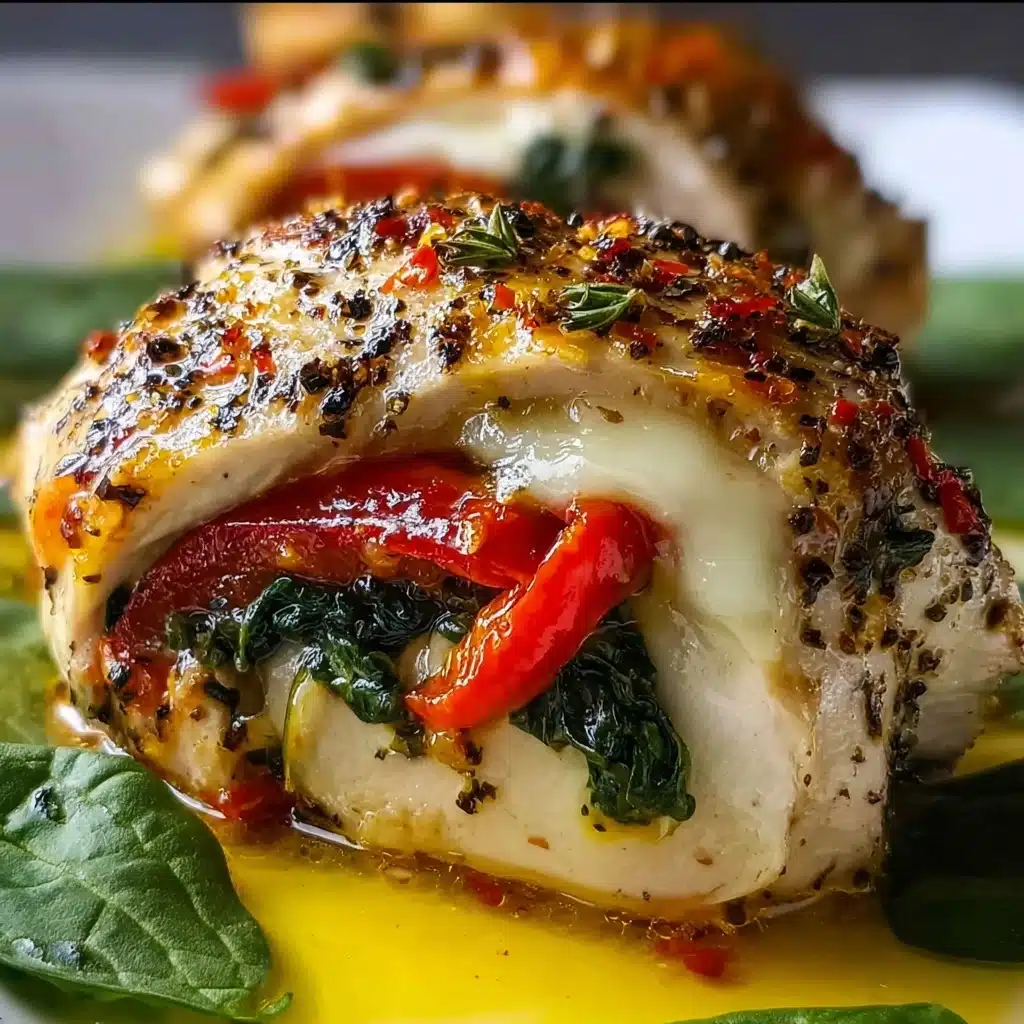 roasted red pepper, spinach, and mozzarella stuffed chicken Recipe