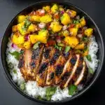 Jerk Chicken Bowls with Mango Salsa and Coconut Rice Recipe