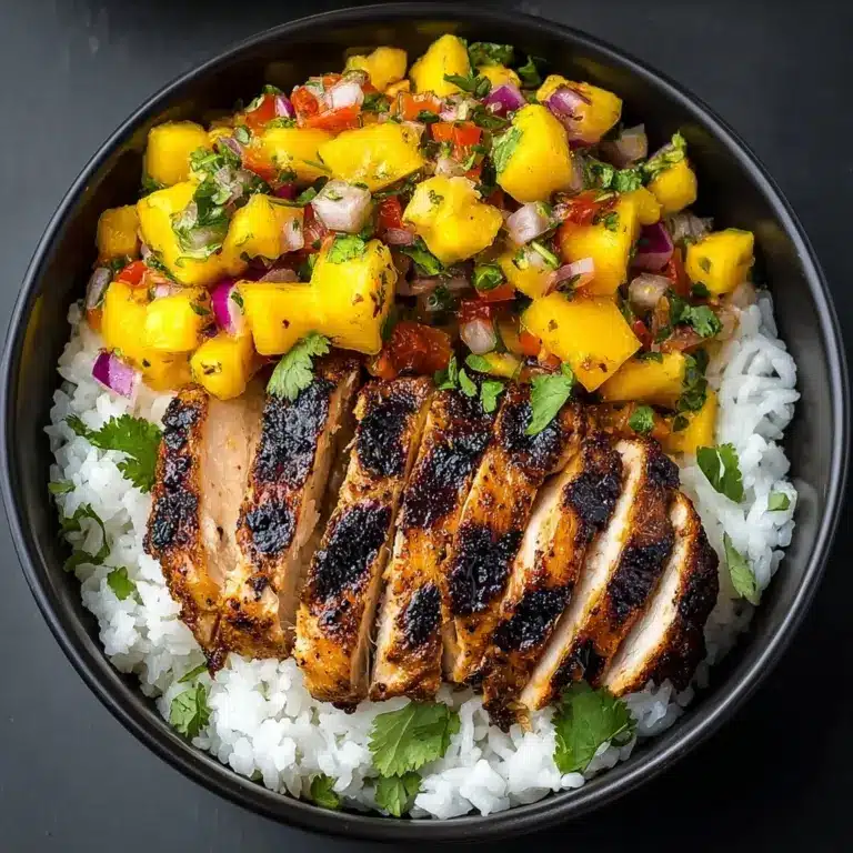 Jerk Chicken Bowls with Mango Salsa and Coconut Rice Recipe