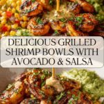 Grilled Shrimp Bowl with Avocado, Corn Salsa & Creamy Sauce Recipe