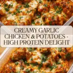 High Protein Creamy Garlic Cheesy Chicken & Potatoes Recipe