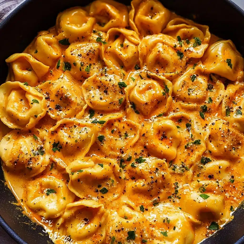 One-Pot Spicy Garlic Butter Chicken Tortellini Recipe - Recipe Image