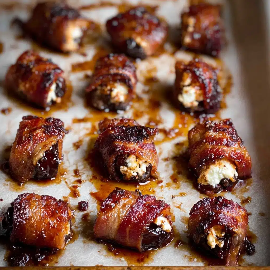 Goat Cheese Stuffed Bacon Wrapped Dates with Rosemary Honey Recipe - Recipe Image
