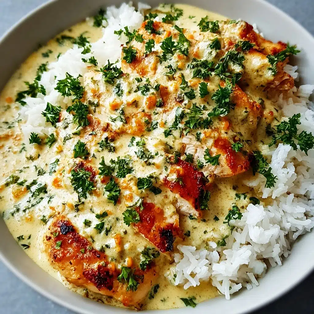 Creamy Smothered Chicken and Rice Recipe - Recipe Image