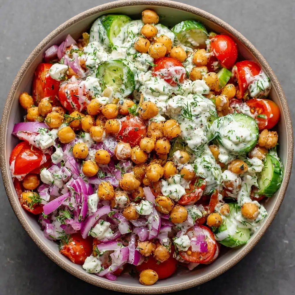 Crispy Cucumber Chickpea Ranch Salad Recipe - Recipe Image