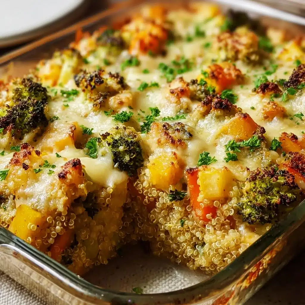 Pour the quinoa and vegetable mixture into a greased 9×13 inch casserole dish (or similar sized oven-safe dish) Recipe - Recipe Image