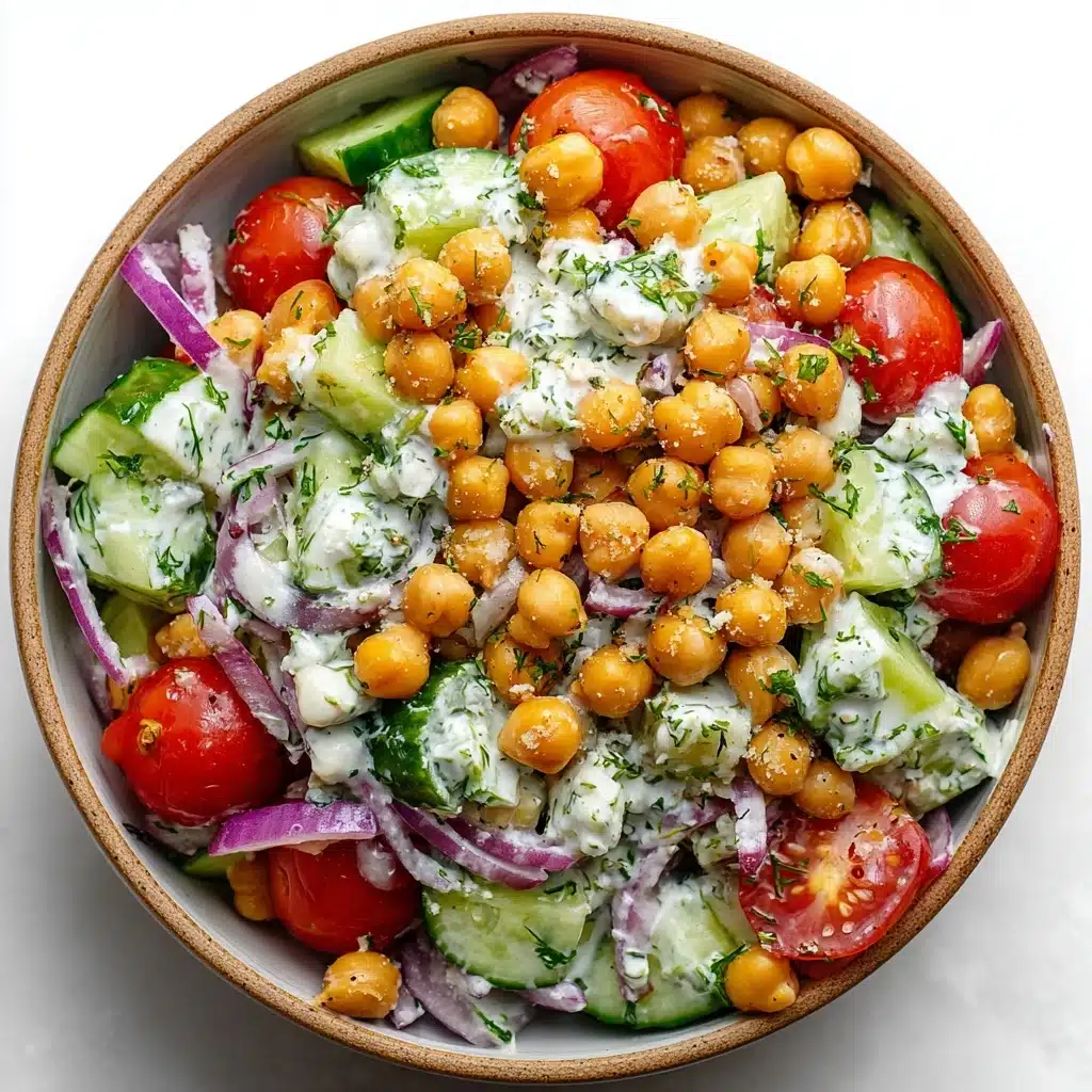 Crispy Cucumber Chickpea Ranch Salad Recipe - Recipe Image