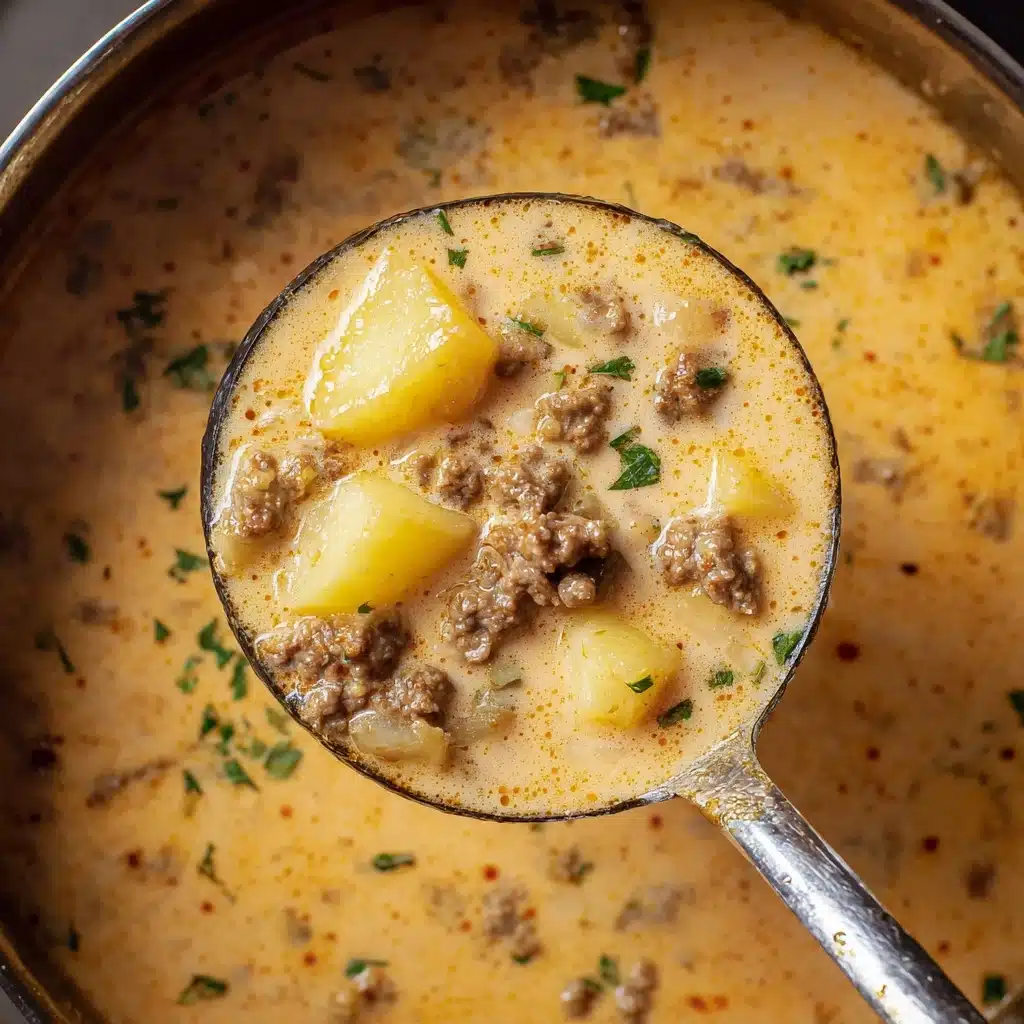 Cheesy Beef and Potato Soup Recipe