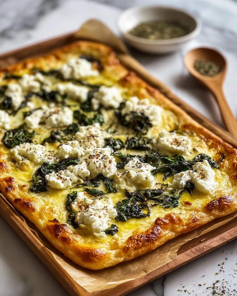 Greek Roasted Garlic Spinach White Pizza Recipe