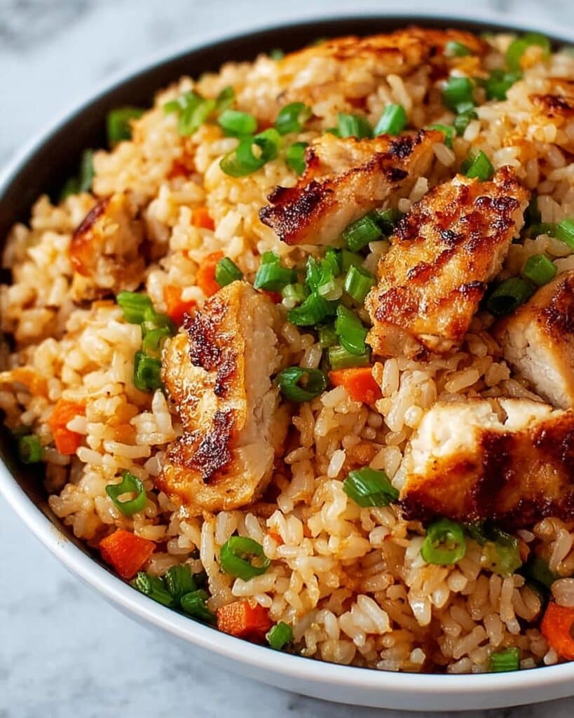 High Protein Crispy Garlic Chicken Fried Rice Recipe