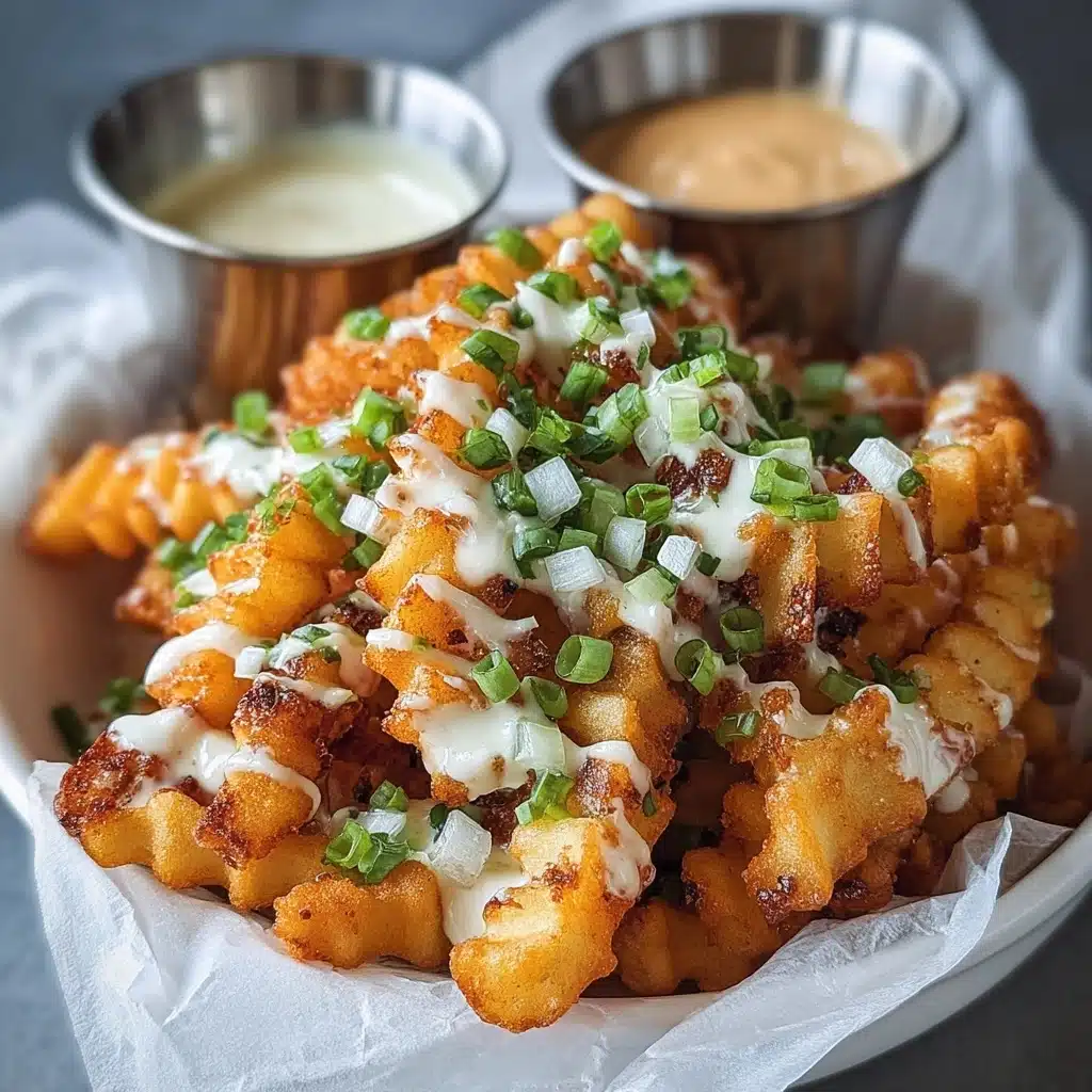 Arrange the cooked fries in a large serving dish or individual bowls Recipe - Recipe Image