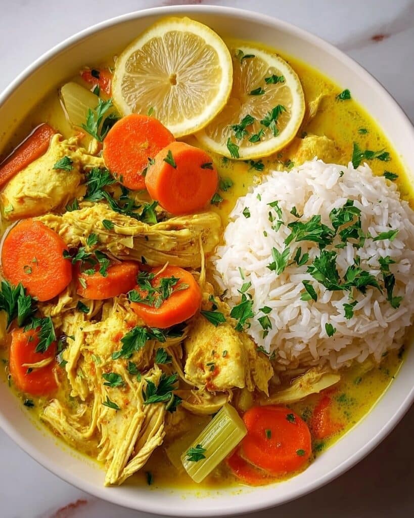 Lemon Ginger Turmeric Chicken and Rice Soup Recipe