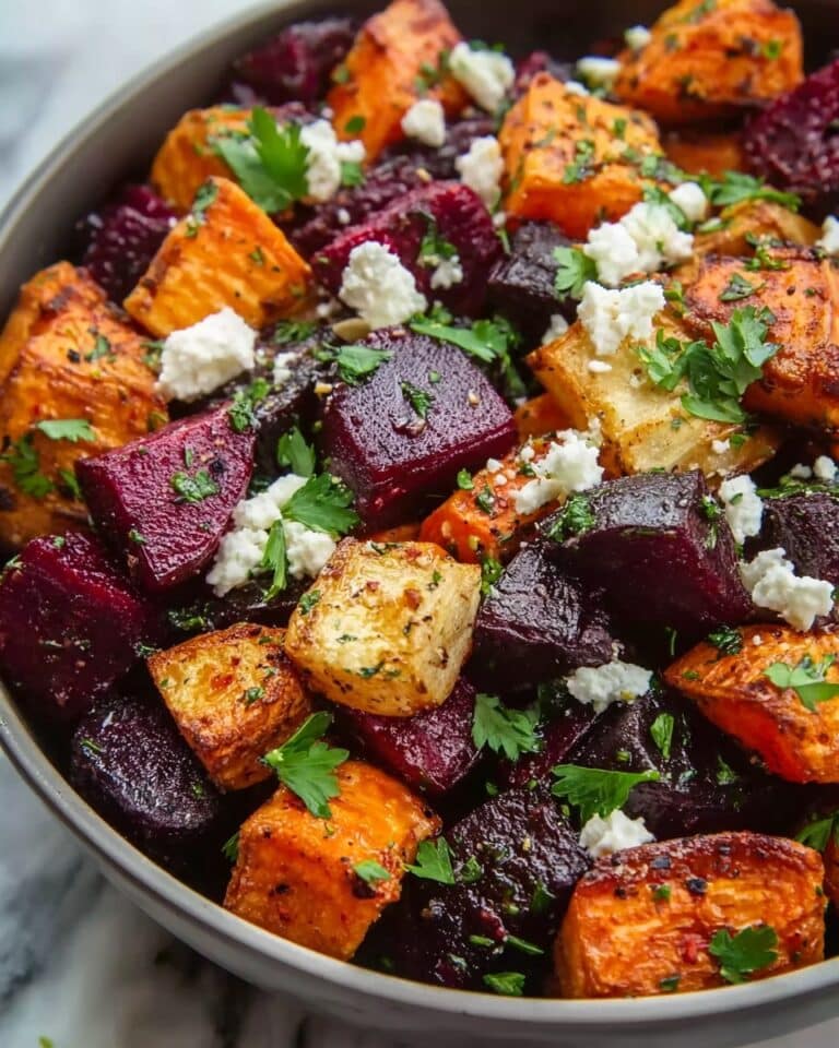 Roasted Beets and Sweet Potatoes with Feta and Cilantro Recipe