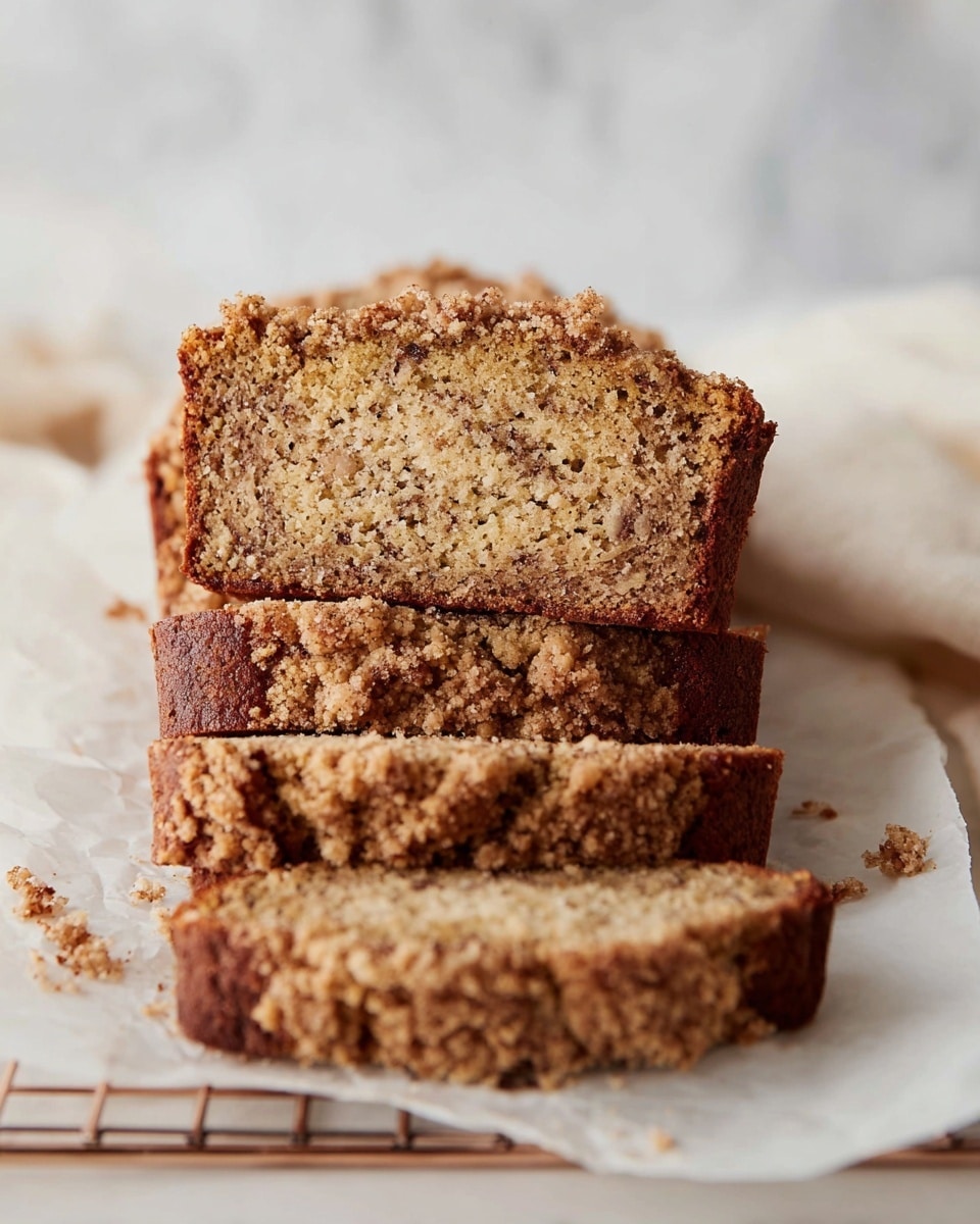 A stack of three crumbly bars is shown from the side, each bar made of a light brown crumb topping and base, with a slightly darker brown filling layer in the middle, all tightly packed together. The crumb layers have a rough, chunky texture with small clumps scattered on and around the stack, sitting on a white marbled surface. The background is plain white, giving full focus to the bars' uneven, grainy surface. photo taken with an iphone --ar 4:5 --v 7