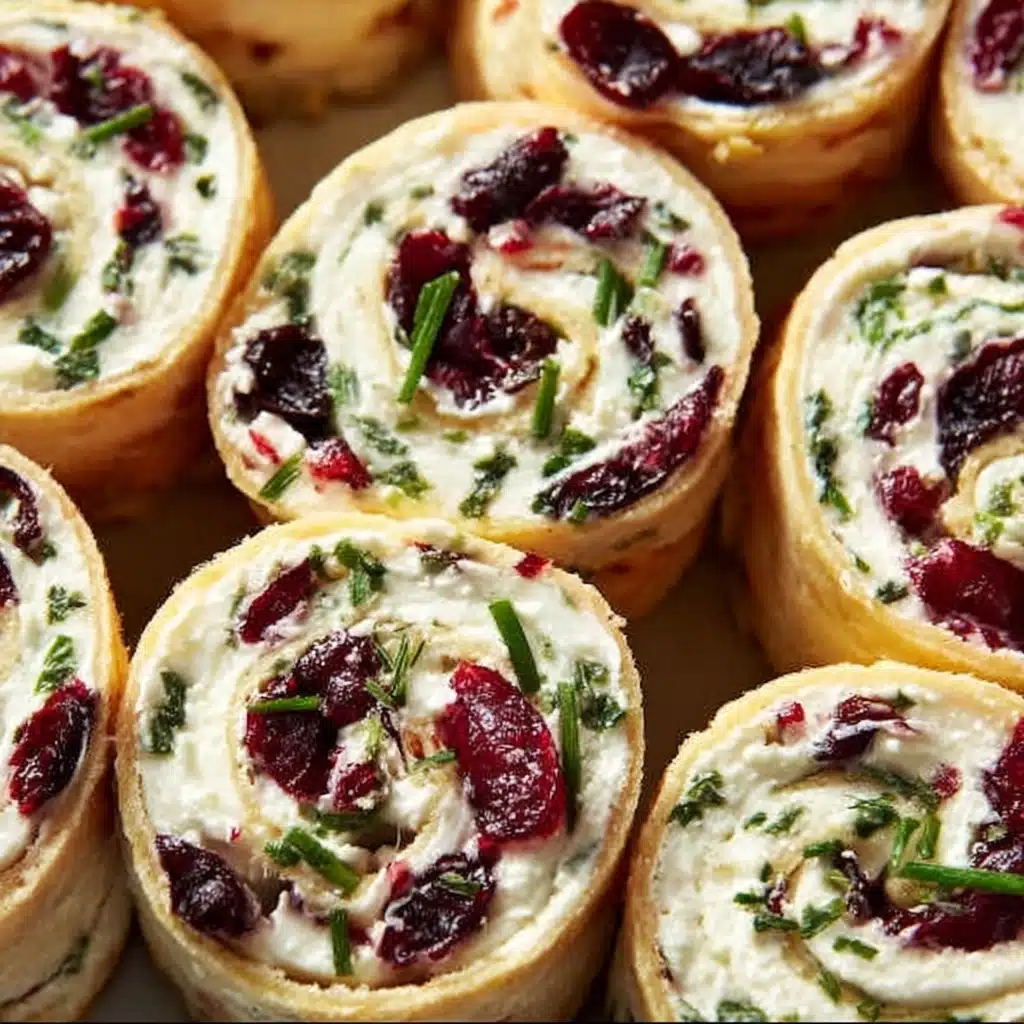 Savory Christmas Cranberry Roll Ups Recipe - Recipe Image