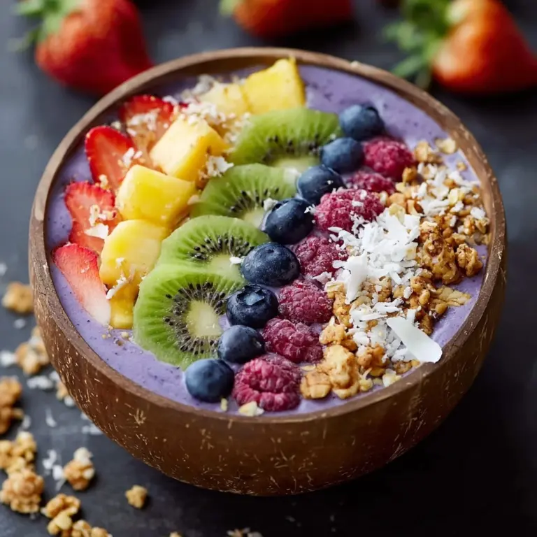 Rainbow Smoothie Bowls Topped With Fresh Fruit & Granola Recipe