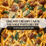 One Pot Creamy Cajun Sausage Pasta (30-Minutes) Recipe