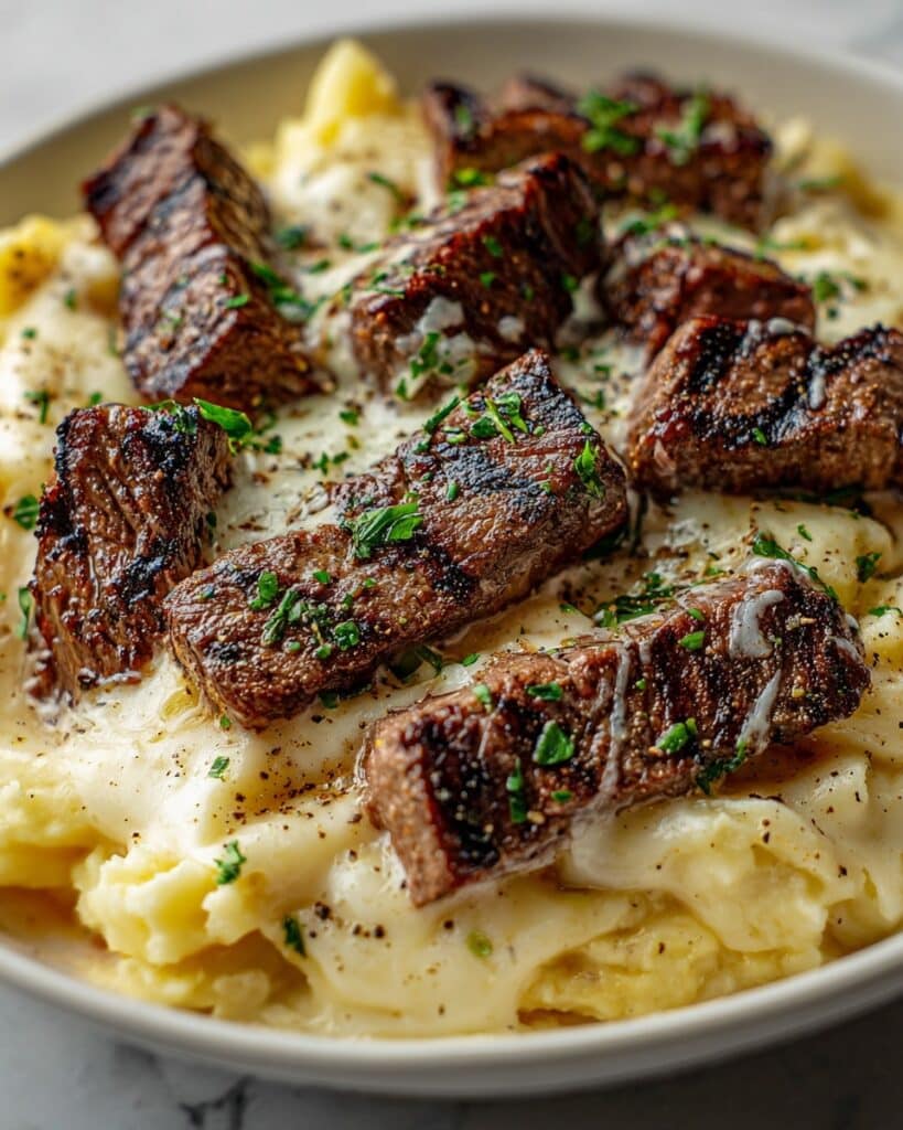 Creamy Garlic Parmesan Steak Pasta Recipe