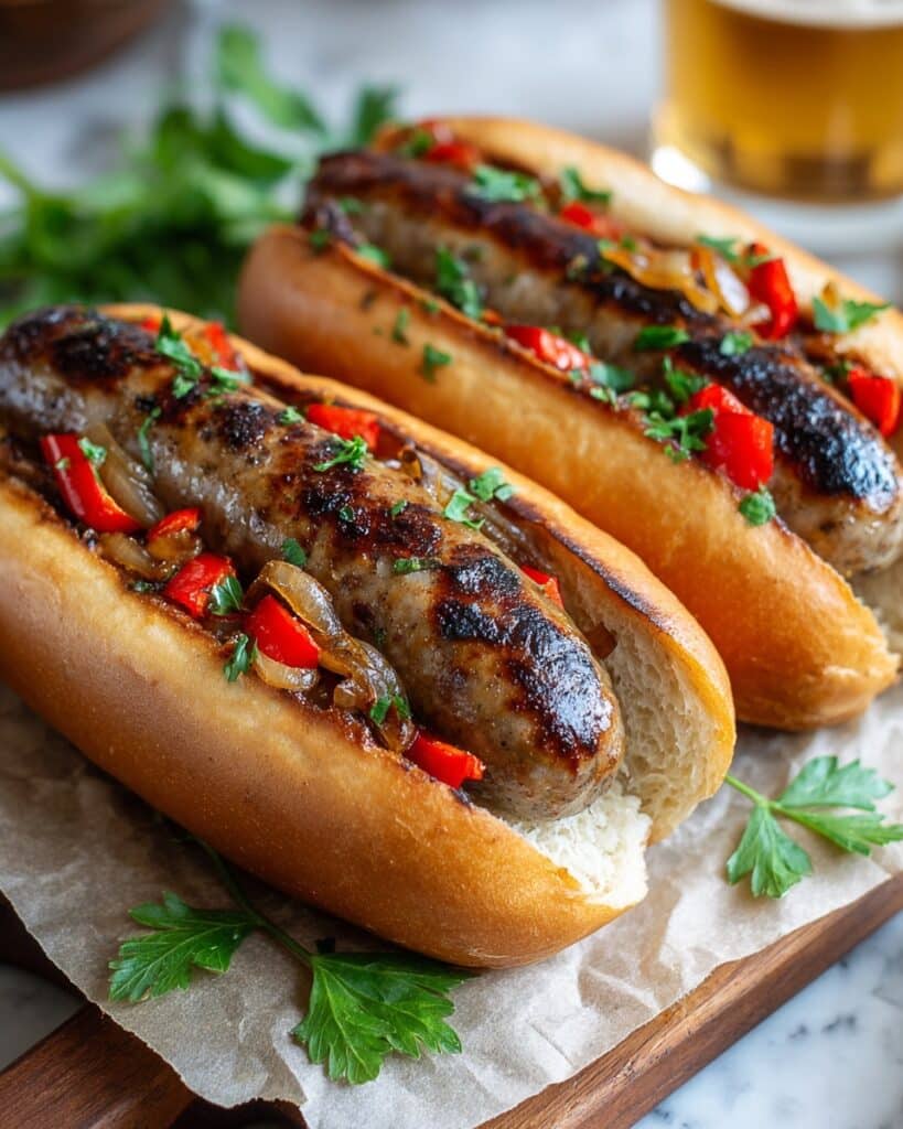 Grilled Bratwurst in Beer with Onions Recipe