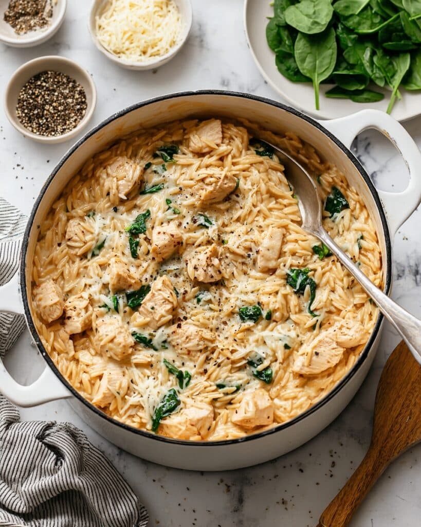 One Pot Chicken Orzo – Creamy, High Protein & Easy Dinner Recipe