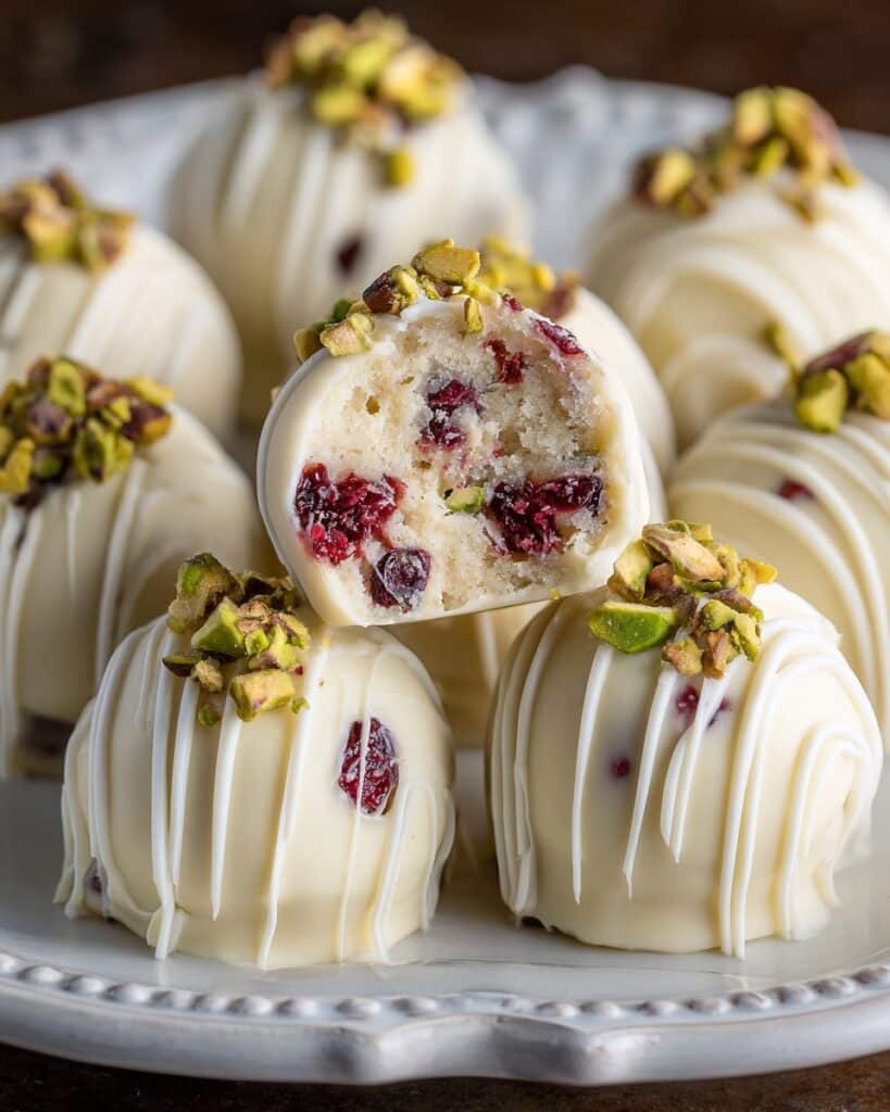 Cranberry Pistachio White Chocolate Truffles Recipe
