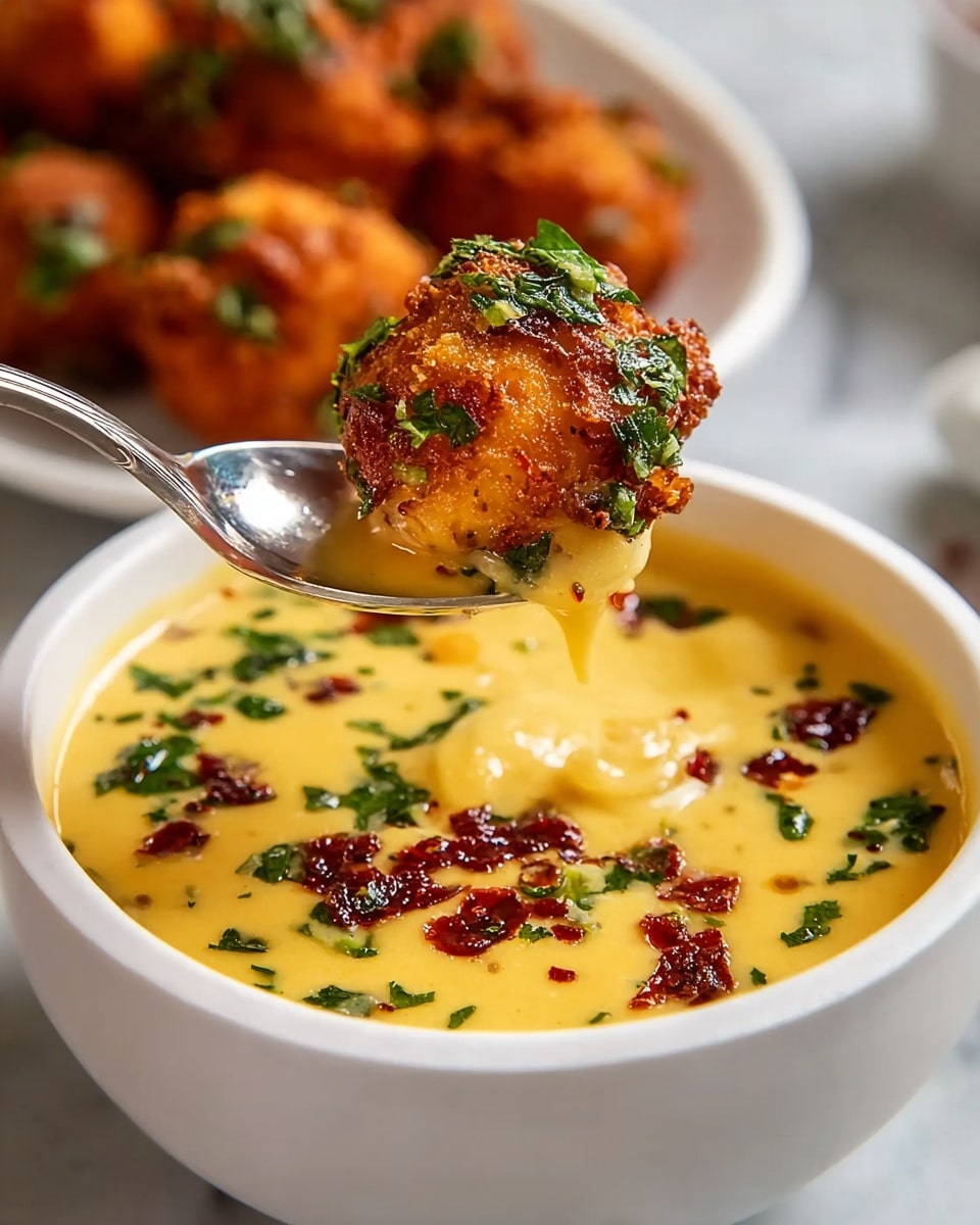 A white bowl filled with thick, creamy sauce that is light orange in color, speckled with small pieces of green herbs and red chili flakes throughout, giving it a textured look. A silver spoon is lifting some sauce out of the bowl, showing the smooth yet chunky texture mixed with the herbs and spices. The bowl is placed on a white marbled surface which softly reflects the bowl's shape. photo taken with an iphone --ar 4:5 --v 7