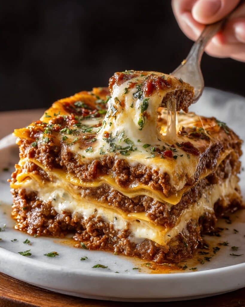 Parmesan Garlic Bacon Cheeseburger Lasagna Recipe