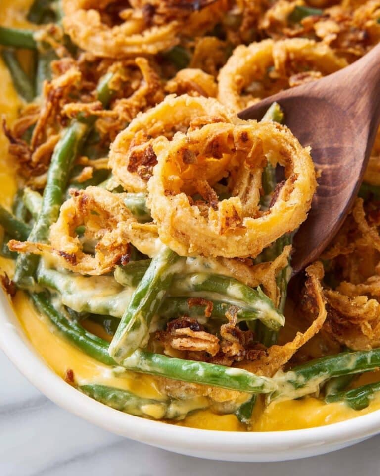 Green Bean Casserole with Homemade French Fried Onions Recipe