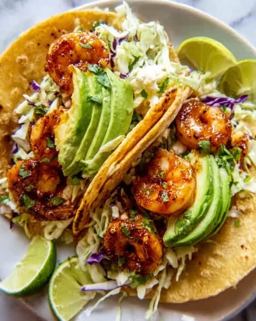 Cilantro Lime Shrimp Tacos with Creamy Slaw Recipe