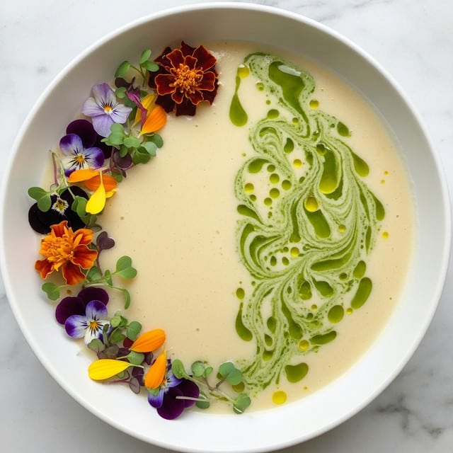 Chilled Peach Soup with Basil Oil Recipe